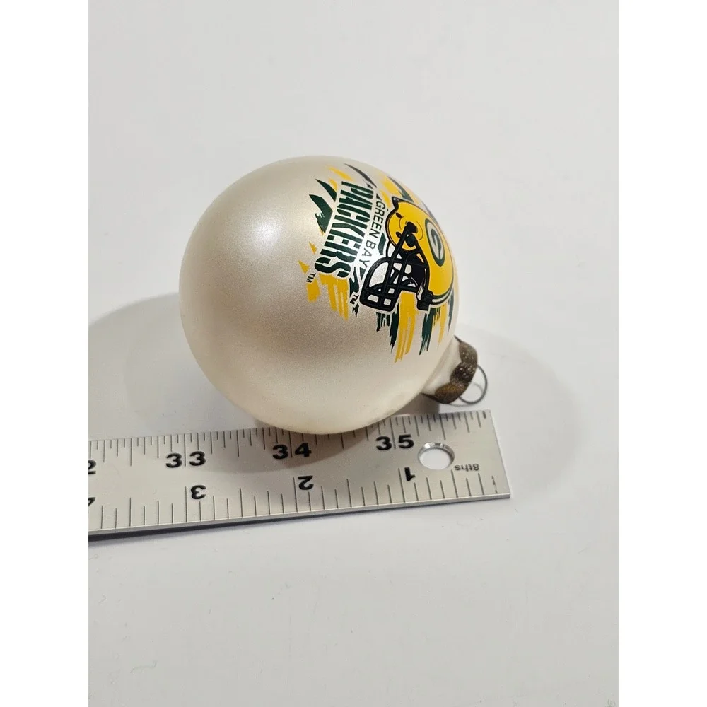 Green Bay Packers NFL Glass Ball Christmas Ornament Helmet Logo Cream Green Gold